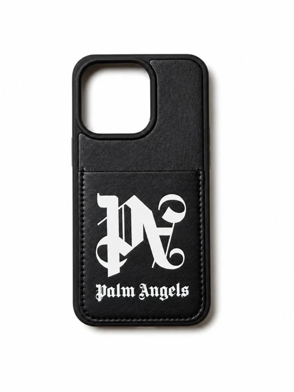 Palm Angels iPhone 14 Pro Back Case Logo Monogram Black/White